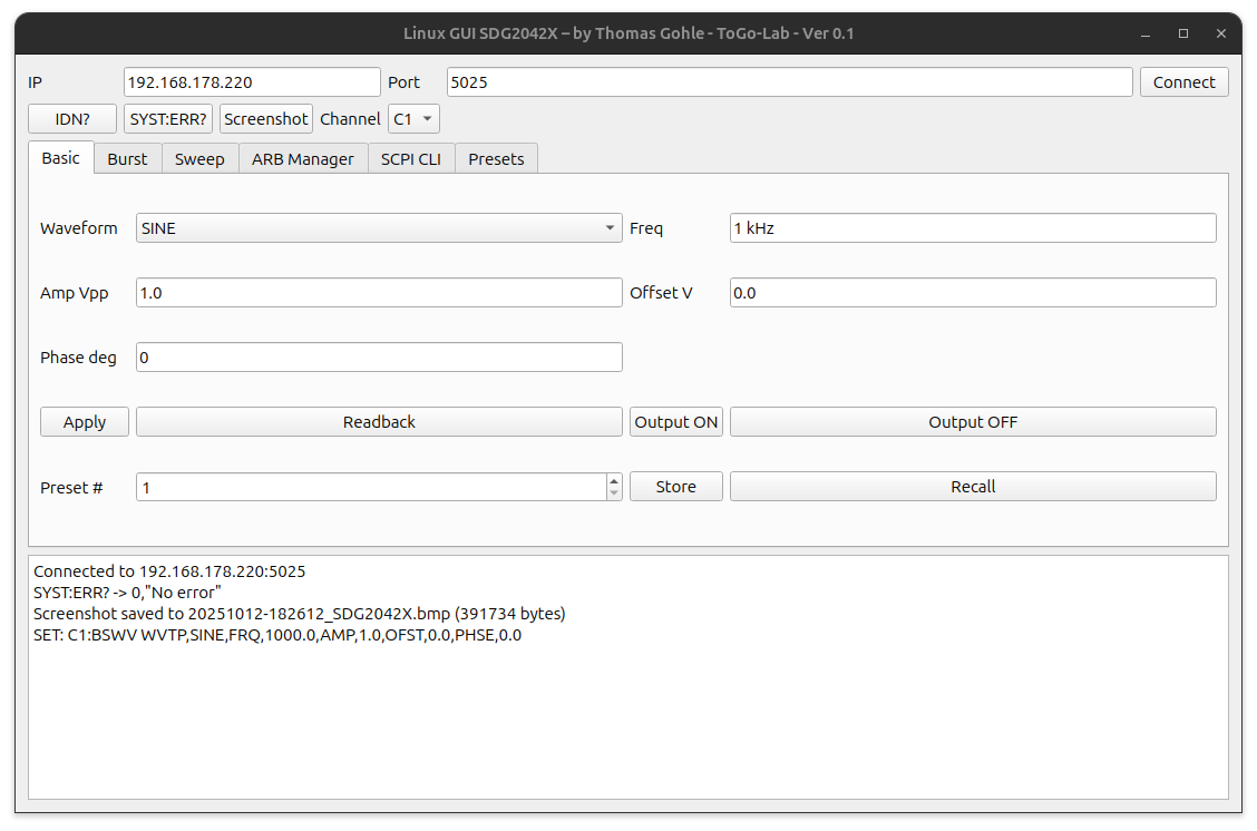 Linux GUI SDG2042X